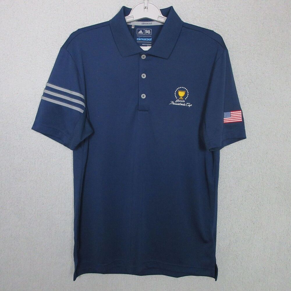 Adidas Polo Mens S Climacool Presidents‎ Cup Navy Short Sleeve Golf Shirt Logo